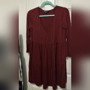 American Eagle Outfitters Maroon Long Sleeve Dress